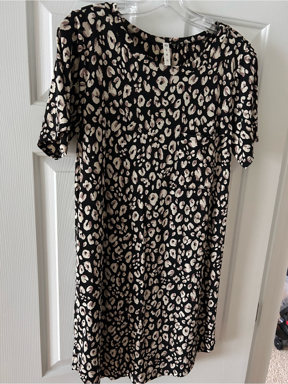 Ladies  short sleeve fall leopard print shirtwaist dress